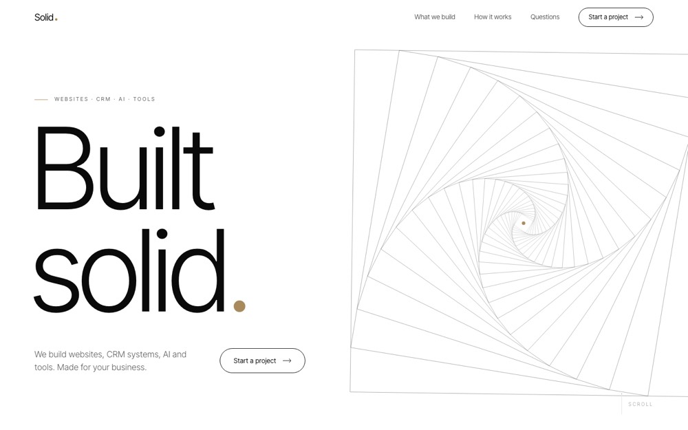 White Luxury concept of the Solid Web Designs homepage