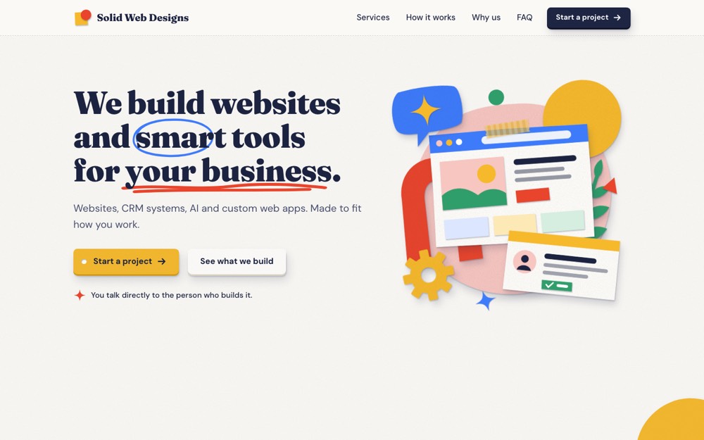 Paper Collage concept of the Solid Web Designs homepage