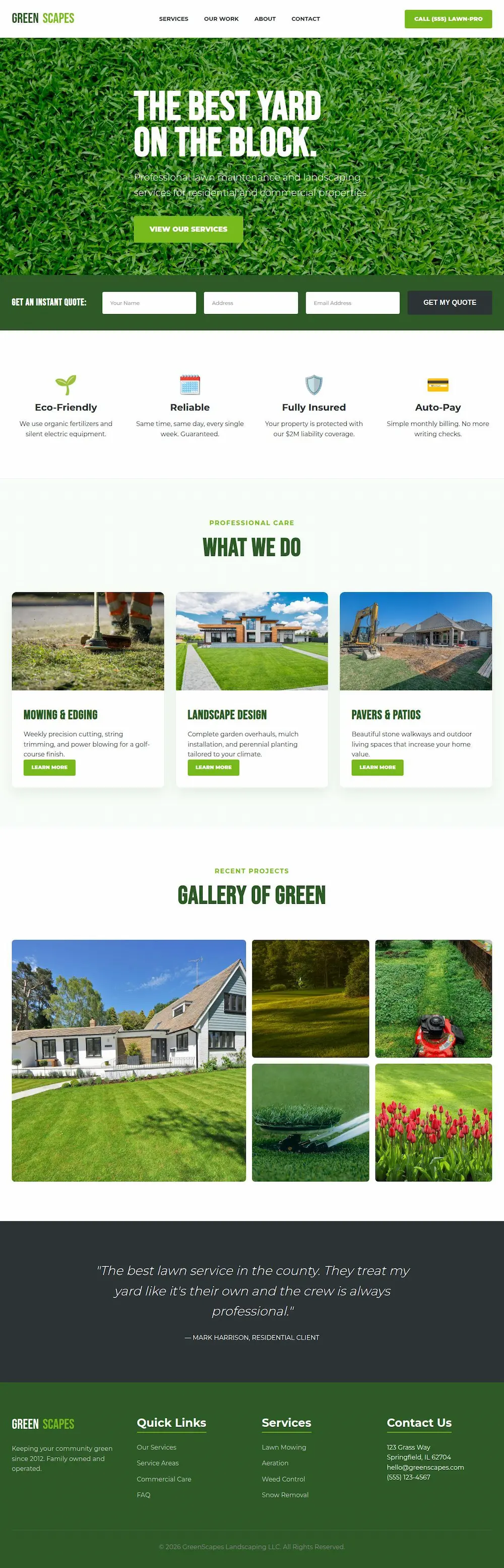 Lawn Care Website Design