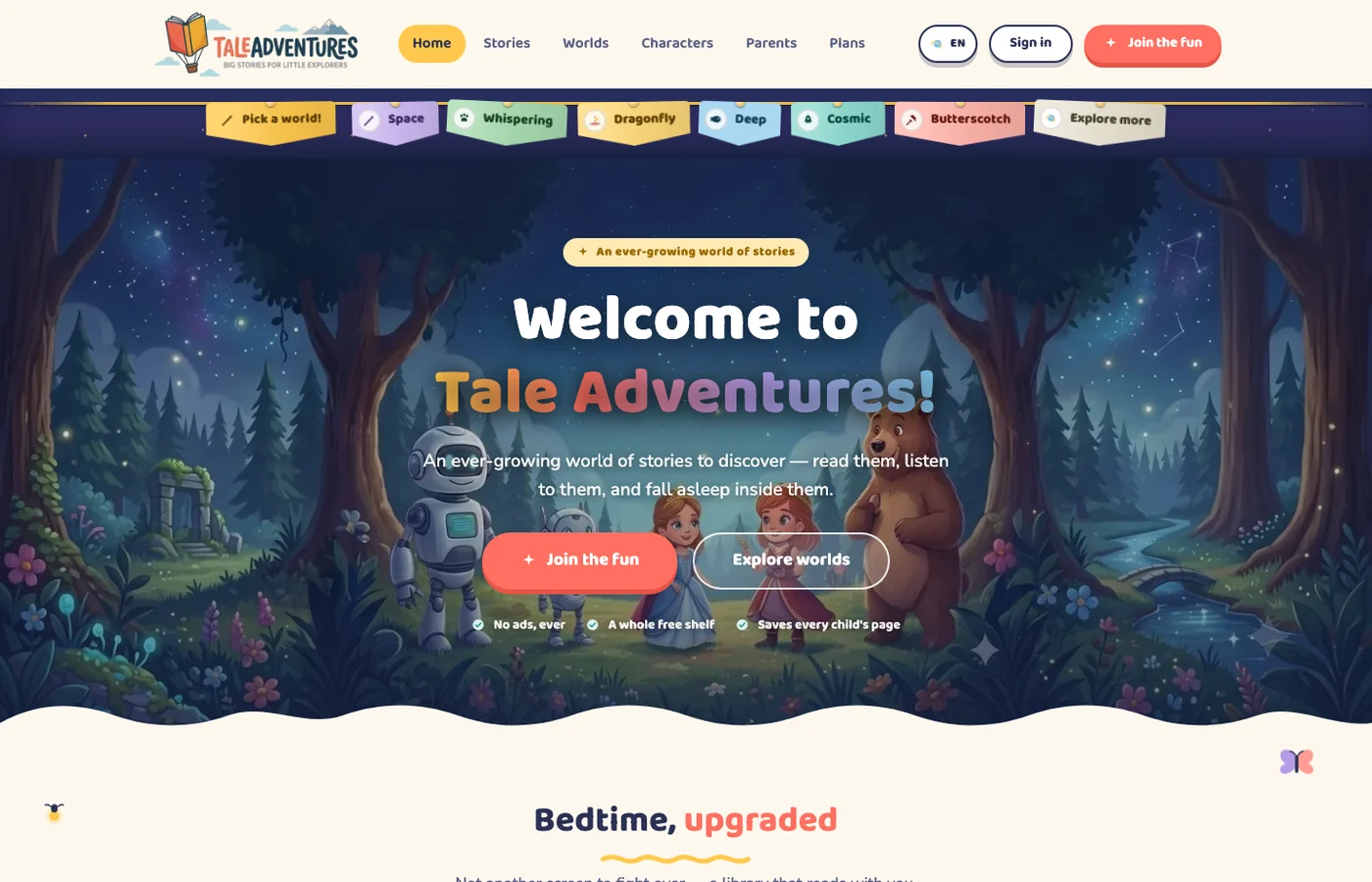 Tale Adventures website design